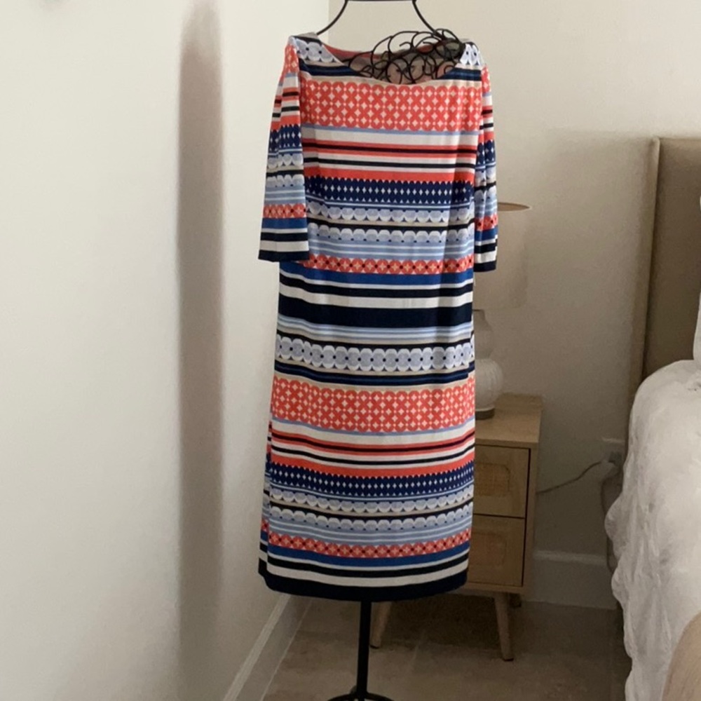 Eliza J Pink and Blue Sheath Dress with 3/4 Sleeves